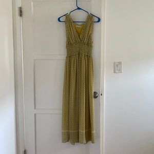 Max Studio yellow print maxi dress, size M